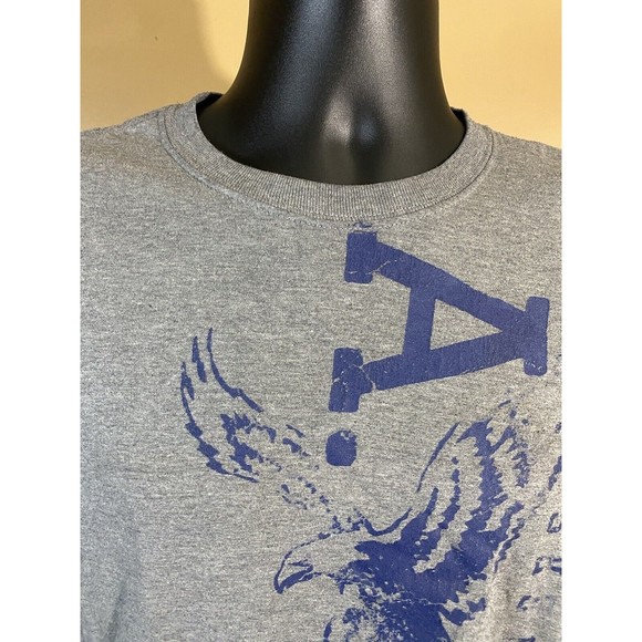 American Eagle Athletic Fit Gray With Blue Logo long Sleeve T Shirt Size M - Picture 2 of 16